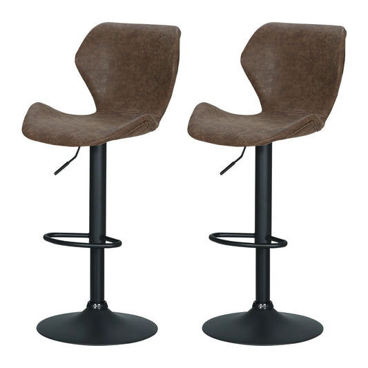 Emily Set of 2 Bar Stools Kitchen Stool Chairs Metal Barstool Swivel Brown Frawley