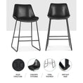Load image into Gallery viewer, Emily Set of 2 Bar Stools Kitchen Metal Bar Stool Dining Chairs PU Leather Black
