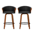 Load image into Gallery viewer, Emily Set of 2 Bar Stools Kitchen Stool Wooden Chair Swivel Chairs Leather Black
