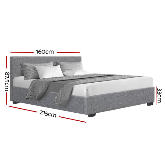 Artiss Bed Frame Queen Size Gas Lift Grey NINO