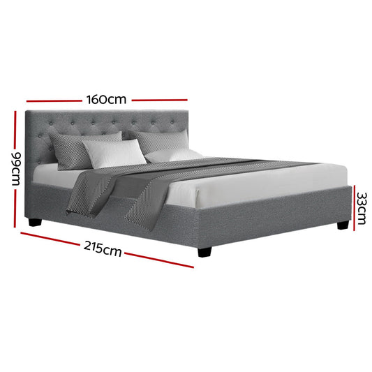 Artiss Bed Frame Queen Size Gas Lift Grey VILA