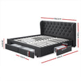 Load image into Gallery viewer, Artiss Bed Frame King Size with 4 Drawers Charcoal MILA

