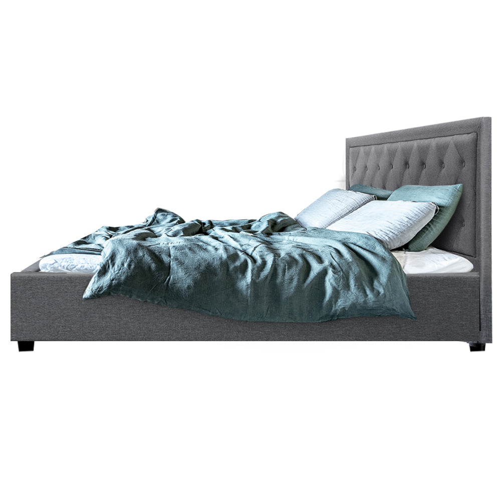 Artiss Bed Frame King Size Gas Lift Grey TIYO