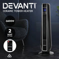 Load image into Gallery viewer, 2400W Electric Ceramic Tower Cold and Fan Heater Remote Control Portable Oscillating Black
