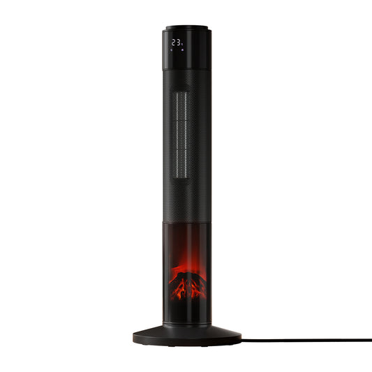 2000W Electric Ceramic Tower Heater Remote Control 3D Flame Effect Portable