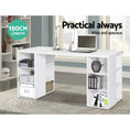 Load image into Gallery viewer, Artiss 3 Level Desk with Storage & Bookshelf - White
