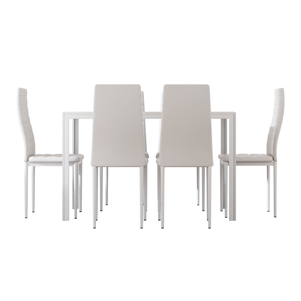Emily Dining Chairs and Table Dining Set 6 Chair Set Of 7 Wooden Top White