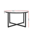 Load image into Gallery viewer, Artiss Coffee Table Marble Effect Side Tables Bedside Round Black Metal 70X70CM
