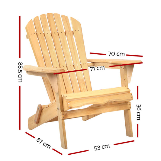 Gardeon Outdoor Chairs Furniture Beach Chair Lounge Wooden Adirondack Garden Patio