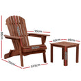 Load image into Gallery viewer, Gardeon 3PC Adirondack Outdoor Table and Chairs Wooden Foldable Beach Chair Brown
