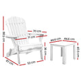 Load image into Gallery viewer, Gardeon 3 Piece Outdoor Adirondack Beach Chair and Table Set - White
