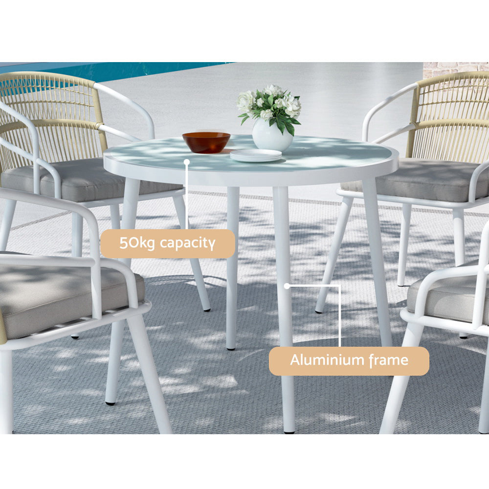 Gardeon 5pc Outdoor Dining Set Furniture Table and Chair Lounge Setting 4 Seater