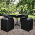 Load image into Gallery viewer, Gardeon 5 Piece Wicker Outdoor Dining Set - Black
