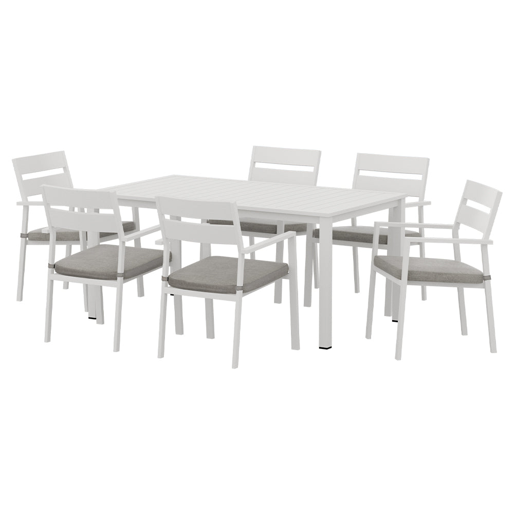 Gardeon 7 Piece Outdoor Dining Set Aluminum Table Chairs 6-seater Lounge Setting