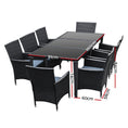 Load image into Gallery viewer, Gardeon 9 Piece Outdoor Dining Set - Black
