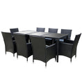 Load image into Gallery viewer, Gardeon 9 Piece Outdoor Dining Set - Black
