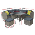 Load image into Gallery viewer, Gardeon Outdoor Furniture Patio Set Dining Sofa Table Chair Lounge Garden Wicker Grey
