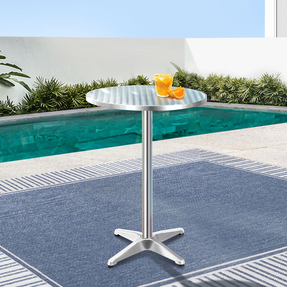 Bar Side Table Adjustable Hight Indoor Outdoor Aluminum Round 70/110cm