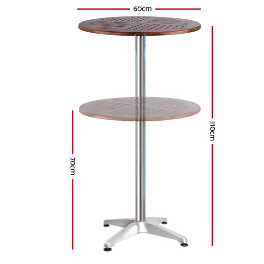 Outdoor Bar Table Furniture Wooden Cafe Table Aluminium Adjustable Round Gardeon