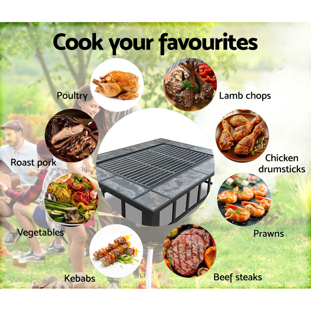 Fire Pit BBQ Heater Charcoal Wood Portable Grill Cooking Camping Outdoor