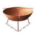 Load image into Gallery viewer, 70cm Rustic Iron Fire Pit BBQ Heater Charcoal Wood Portable Grill Cooking Camping Outdoor Backyard
