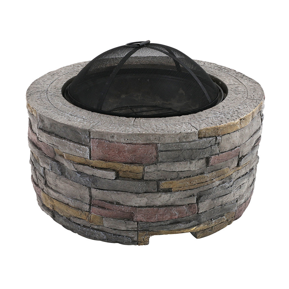 Stone Base Fire Pit BBQ Heater Charcoal Wood Portable Grill Cooking Outdoor