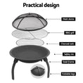 Load image into Gallery viewer, 22" Fire Pit BBQ Portable Foldable Charcoal Grill Smoker Outdoor Camping Garden
