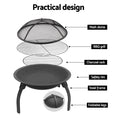 Load image into Gallery viewer, 30" Fire Pit BBQ Portable Foldable Charcoal Grill Smoker Outdoor Camping Garden
