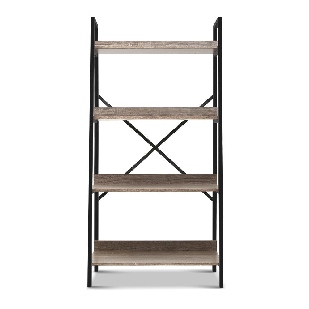 Emily Bookshelf 4Tier Metal Bookcase Bookshelves Oak Book Shelf Display Storage