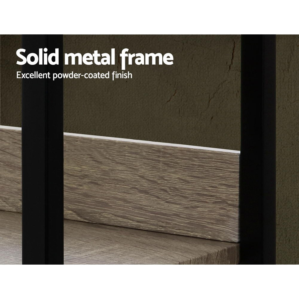 Emily Bookshelf 5Tier Metal Bookcase Bookshelves Oak Book Shelf Display Storage