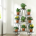 Load image into Gallery viewer, Artiss Plant Stand Outdoor Indoor Metal Flower Pots Rack Corner Shelf Black
