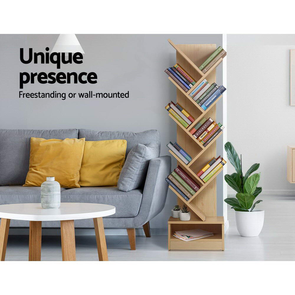 Emily Display Shelf 9-Shelf Tree Bookshelf Book Storage Rack Bookcase
