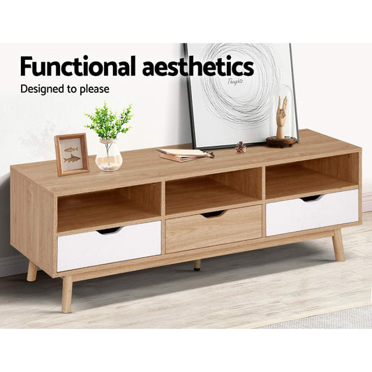 Scandinavian TV Cabinet 140cm Entertainment Unit Stand Wooden Storage