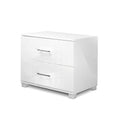 Load image into Gallery viewer, Artiss High Gloss Two Drawers Bedside Table - White
