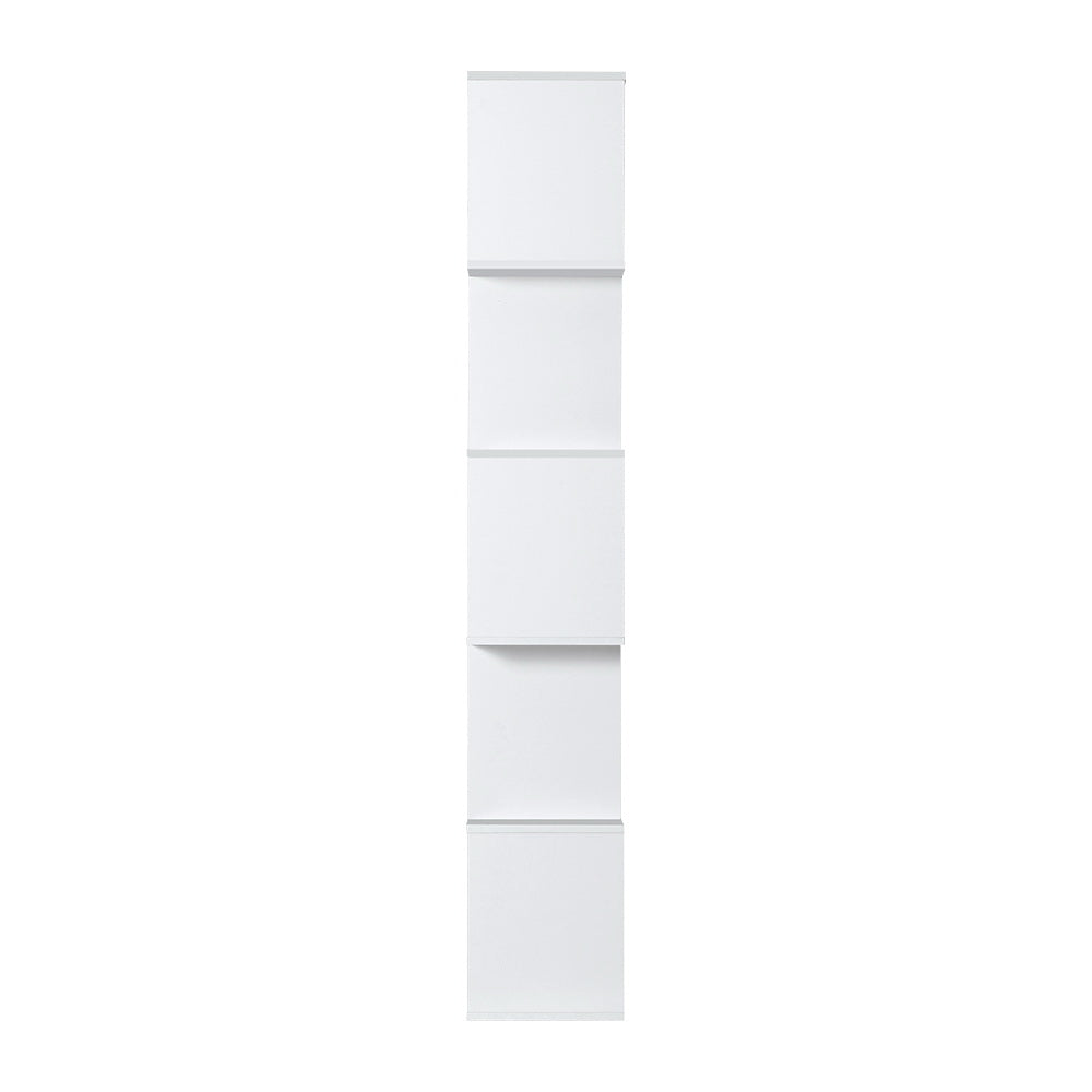 Emily 5 Tier Bookshelf Display Shelf CD Cabinet Bookcase Stand Storage White