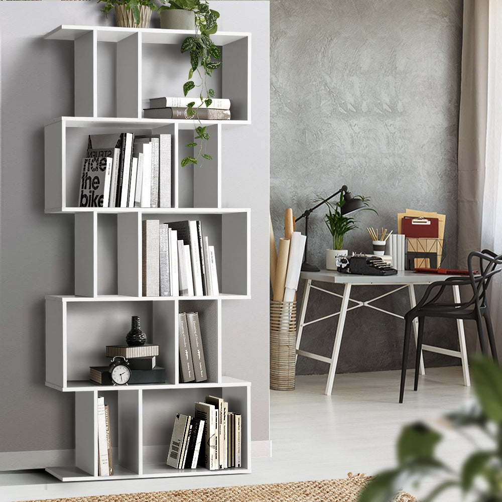 Emily 5 Tier Bookshelf Display Shelf CD Cabinet Bookcase Stand Storage White