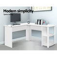 Load image into Gallery viewer, Artiss Office Computer Desk Corner Student Study Table Workstation L-Shape Shelf White
