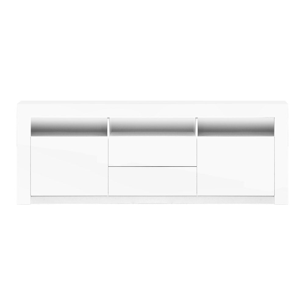 TV Cabinet Entertainment Unit 160cm Stand Store RGB LED Gloss Drawers White