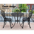 Load image into Gallery viewer, Gardeon 3PC Outdoor Setting Cast Aluminium Bistro Table Chair Patio Black
