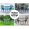 Load image into Gallery viewer, Gardeon 3PC Outdoor Setting Cast Aluminium Bistro Table Chair Patio Black
