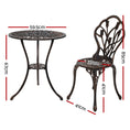 Load image into Gallery viewer, Gardeon 3PC Outdoor Setting Cast Aluminium Bistro Table Chair Patio Bronze
