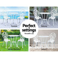 Load image into Gallery viewer, Gardeon 3PC Outdoor Setting Cast Aluminium Bistro Table Chair Patio White
