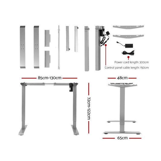 Artiss Standing Desk Adjustable Height Desk Electric Motorised Grey Frame Oak Desk Top 120cm