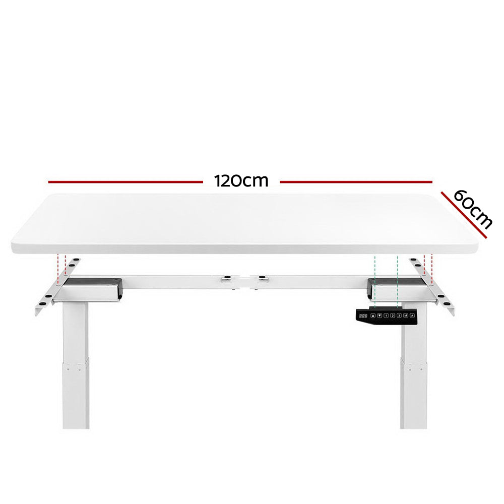 Emily Sit Stand Desk Motorised Electric Computer Laptop Table Riser Office Dual Motor 120cm White