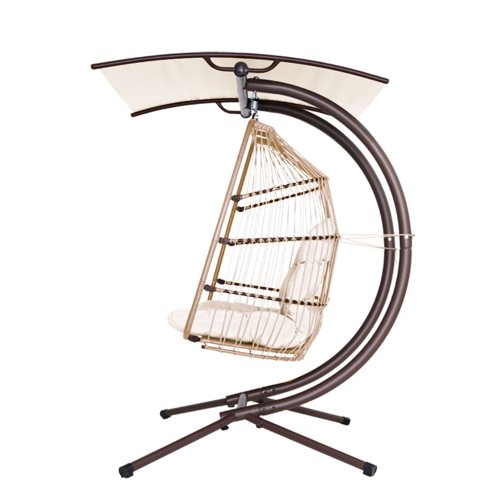 Andy Outdoor Furniture Lounge Hanging Swing Chair Egg Hammock Stand Rattan Wicker Latte