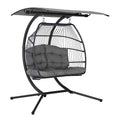 Load image into Gallery viewer, Gardeon Outdoor Furniture Lounge Hanging Swing Chair Egg Hammock Stand Rattan Wicker Grey

