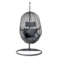 Load image into Gallery viewer, Gardeon Swing Chair Egg Hammock With Stand Outdoor Furniture Wicker Seat Black
