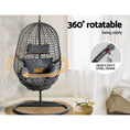 Load image into Gallery viewer, Gardeon Swing Chair Egg Hammock With Stand Outdoor Furniture Wicker Seat Black
