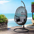 Load image into Gallery viewer, Gardeon Swing Chair Egg Hammock With Stand Outdoor Furniture Wicker Seat Black
