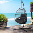 Load image into Gallery viewer, Gardeon Egg Swing Chair Hammock Stand Outdoor Furniture Hanging Wicker Seat Grey
